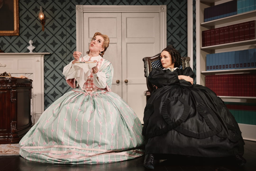 Cast members in period costume Jenn Harris And Jane Krakowski In OH, MARY! On Broadway Photo By Emilio Madrid 