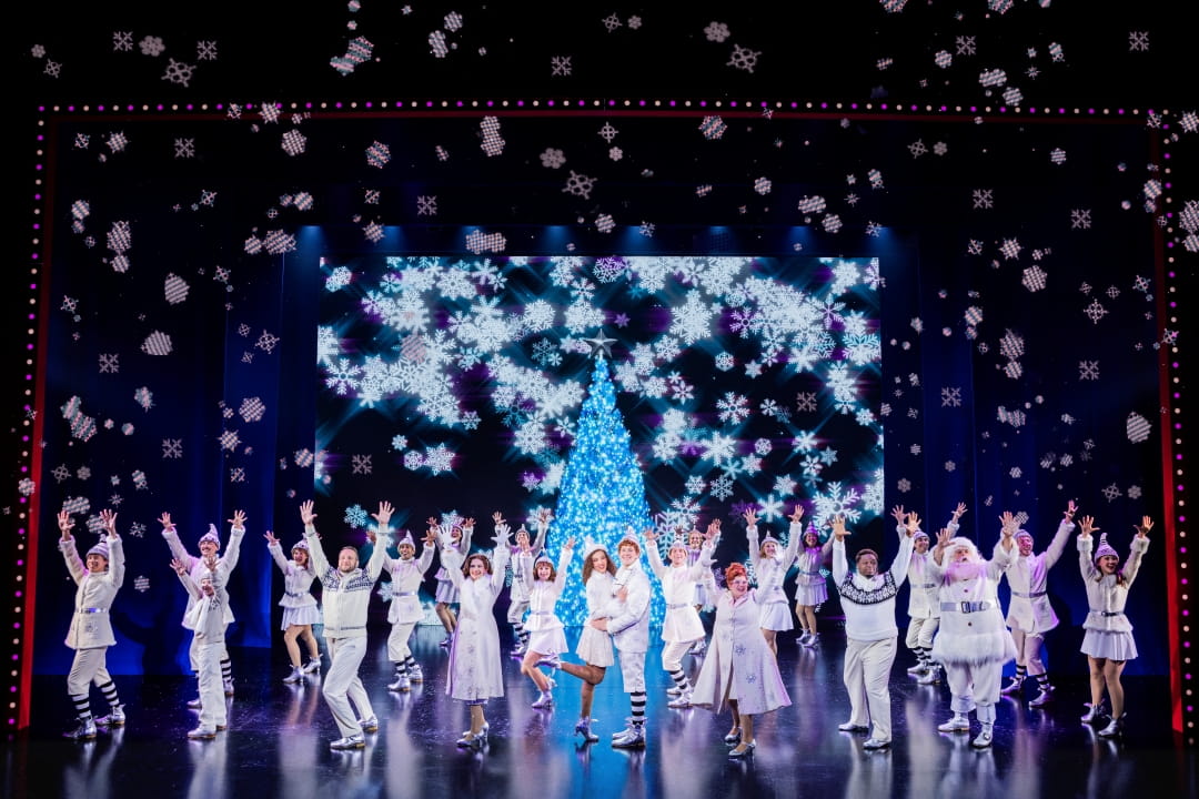 Elaborate winter dance number by cast members of ELF North American Tour Company 2025 Photo by Evan Zimmerman for Murphymade