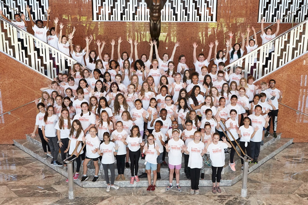All the Camp Broadway participants in the lobby of Reynolds Hall at the Smith Center.