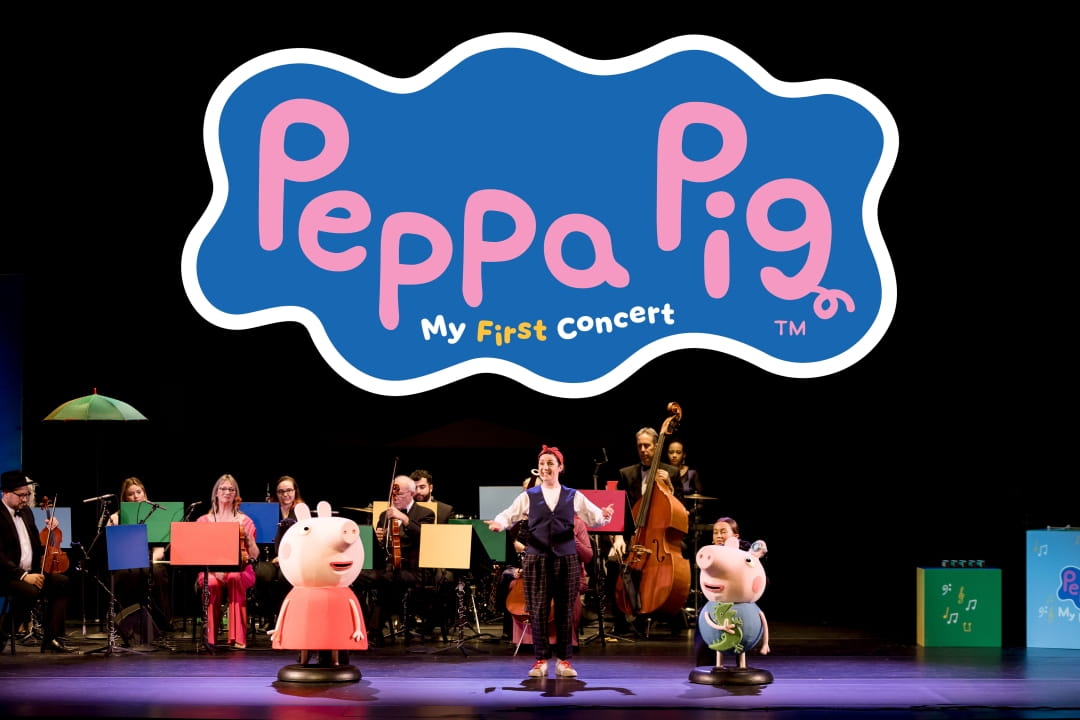 Peppa Pig: My First Concert with mascots Peppa Pig and George Pig. Photo by Logan Weston.