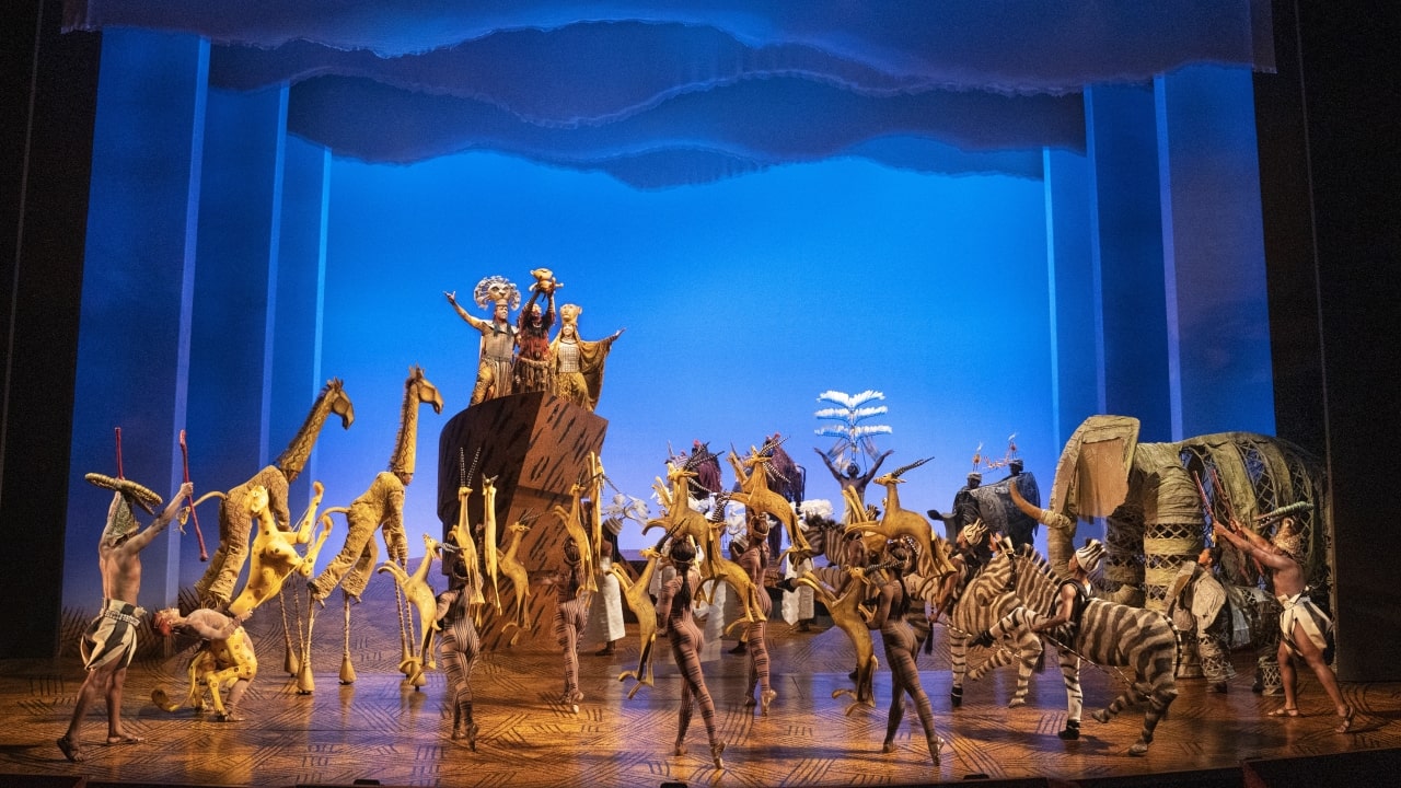 Company of The Lion King on Broadway. The Lion King. Disney. Photo by Matthew Murphy