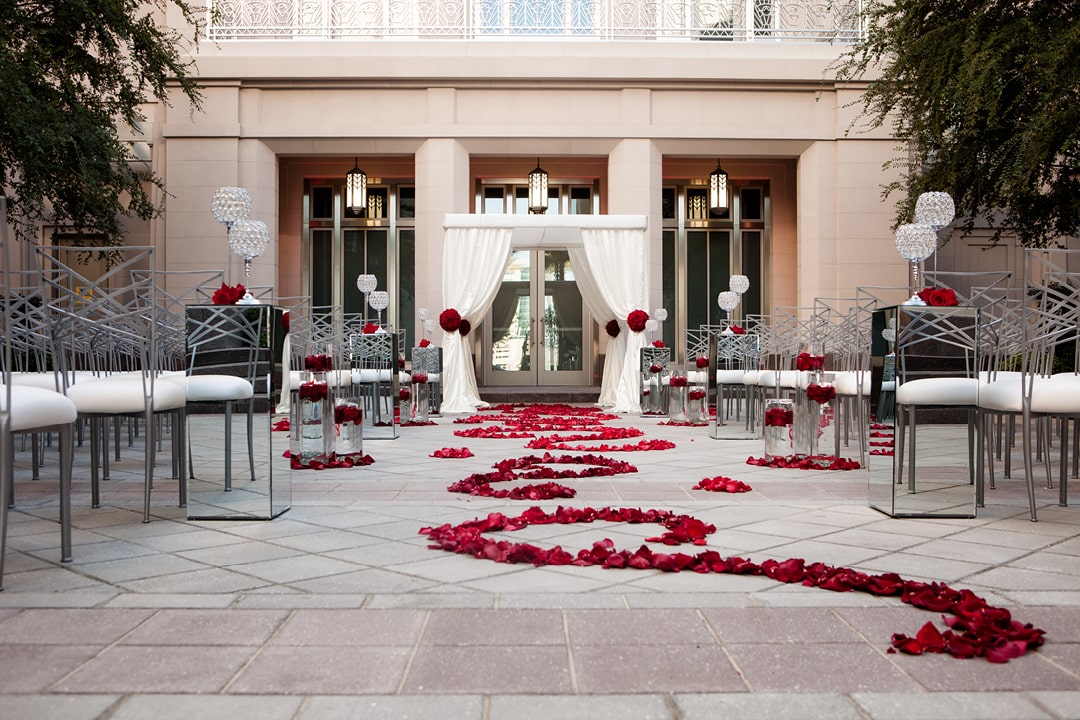 A photo of a wedding in the Courtyard