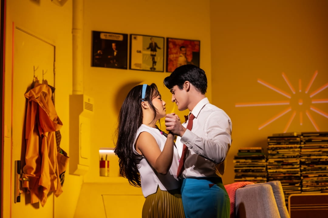 Helen J Shen and Darren Criss In The Original Broadway Production Of MAYBE HAPPY ENDING. Photo Credit Matthew Murphy And Evan Zimmerman