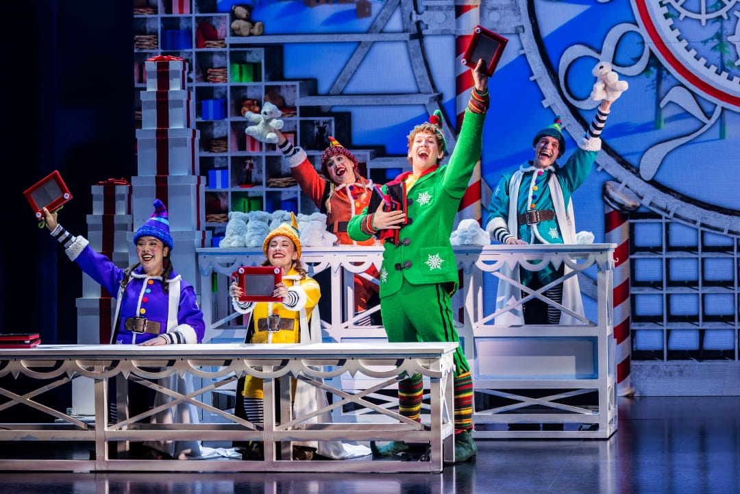 Buddy visits Santa's workshop in ELF North American Tour Company 2025 Photo by Evan Zimmerman for Murphymade